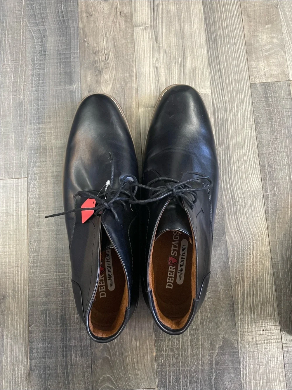 Deer Stags Black Faux Leather Chukka Boots Size 15!